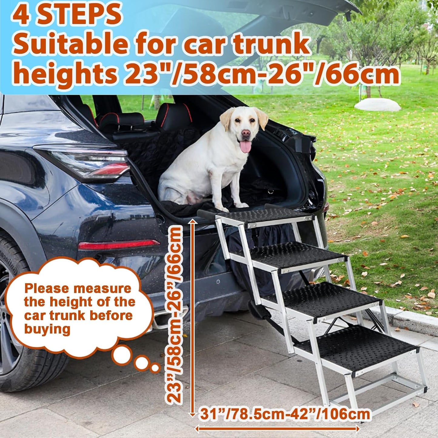 Dog Stairs for Car 4 Steps Suitable for Car Trunk Heights