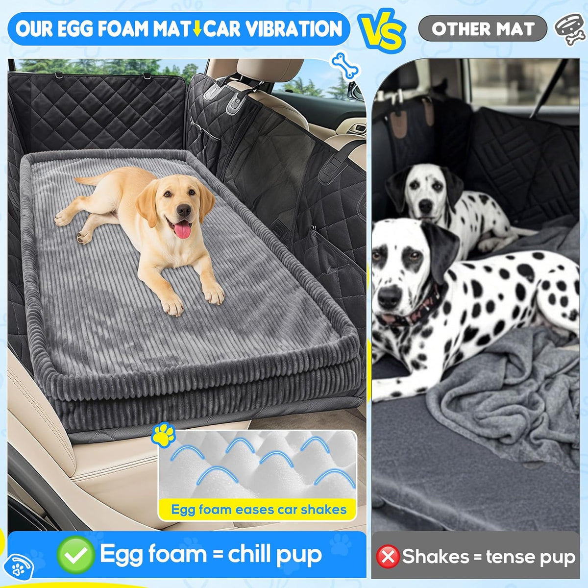 Dog Car Bed, Non-Slip Backseat Extender Pet Mat, Removable