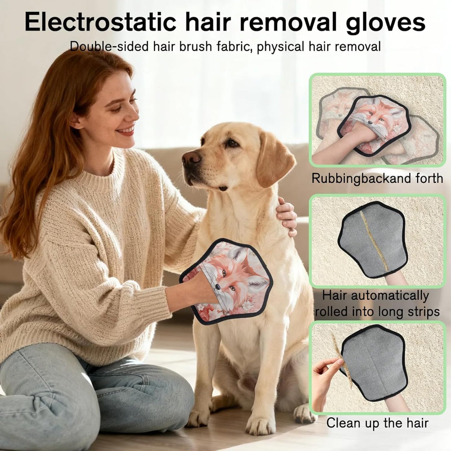 Thanksgiving Fall Fox 2Pcs Electrostatic Reusable Pet Hair