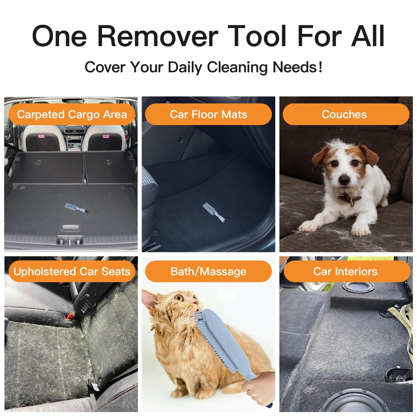 Professional Rubber Dog Hair Remover Brush for Car & Home –