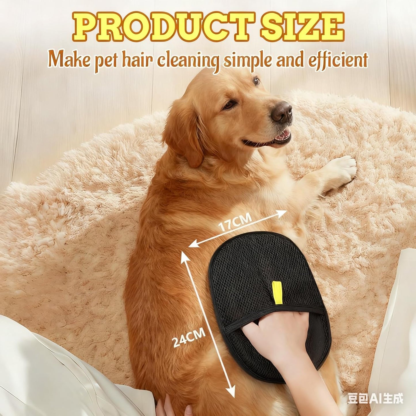 Static Pet Hair Removal Gloves - 4 Pack, Reusable &