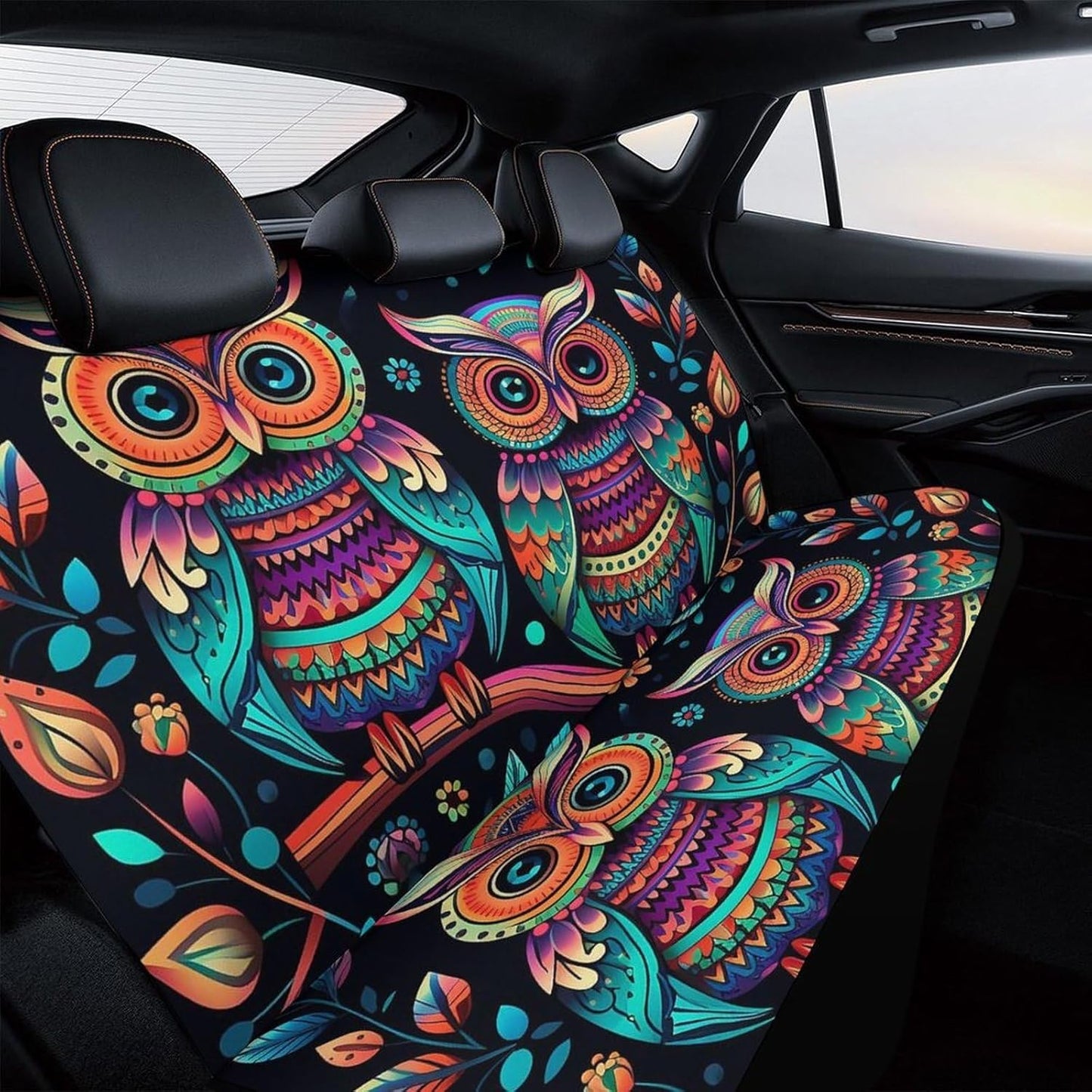 Colorful Owl Pictures Dog Car Seat Covers Waterproof Truck