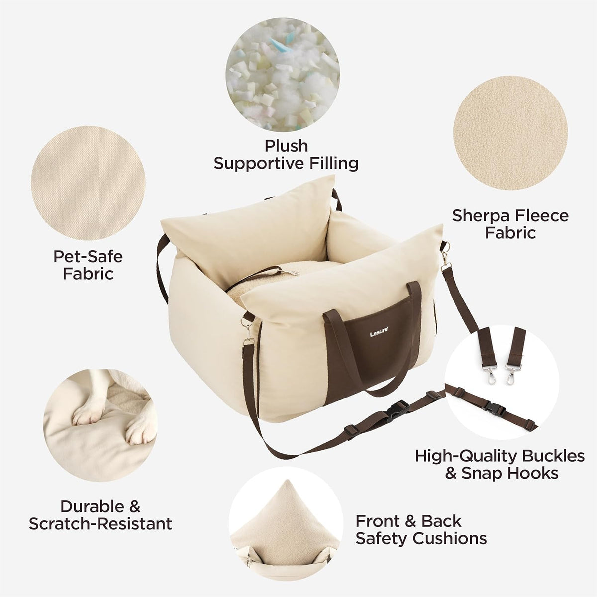 Lesure Small Dog Car Seat for Small Dogs - Dog Booster Seat