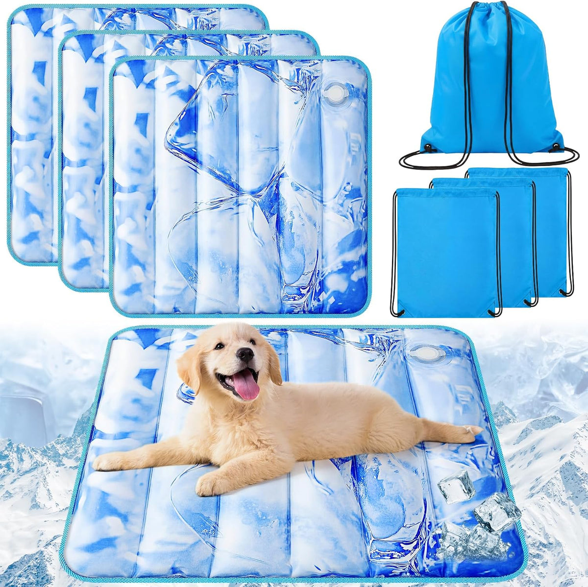 4 Pack Dog Cooling Mat Water Injection Pet Cooling Mat for