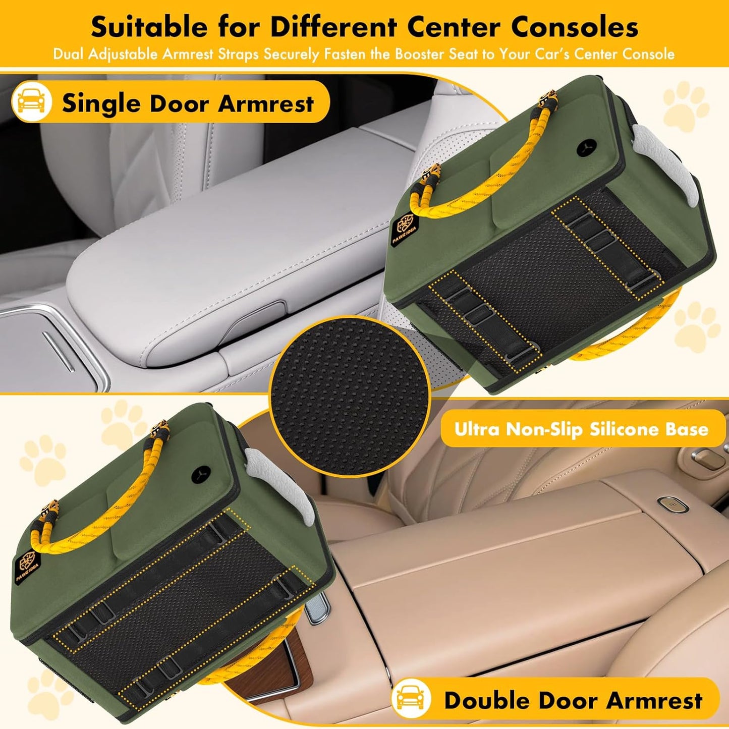 Center Console Dog Car Seat, Enclosed Small Dog Armrest