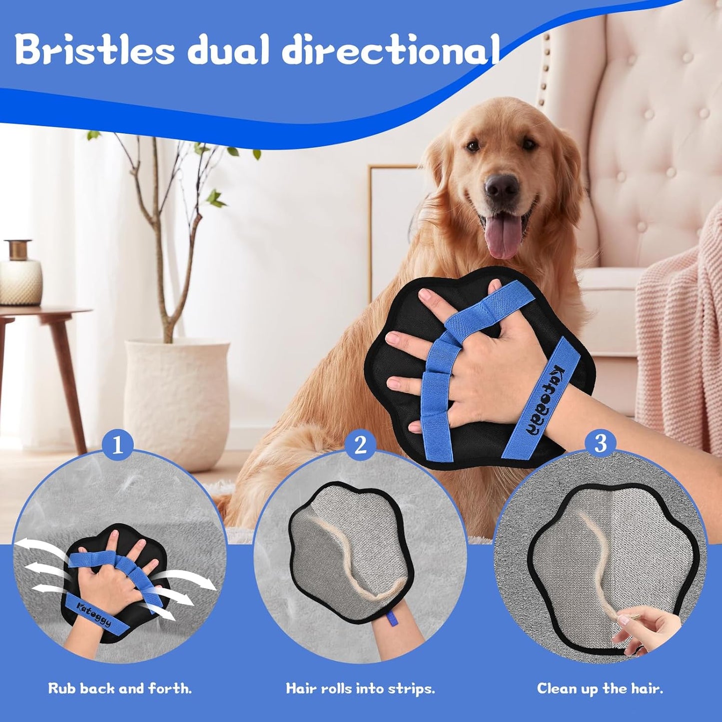 Pet Hair Removal Glove for Dog and Cat, Upgraded 5-Finger