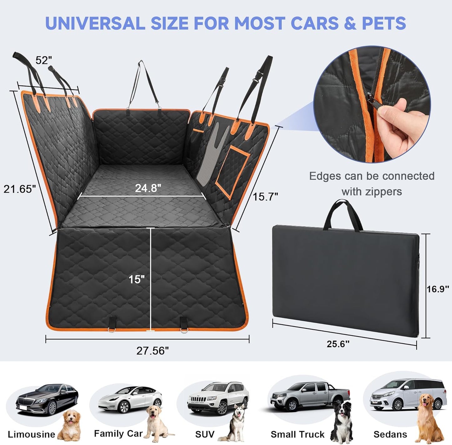 Dog Car Seat Cover for Back Seat - Back Seat Extender for