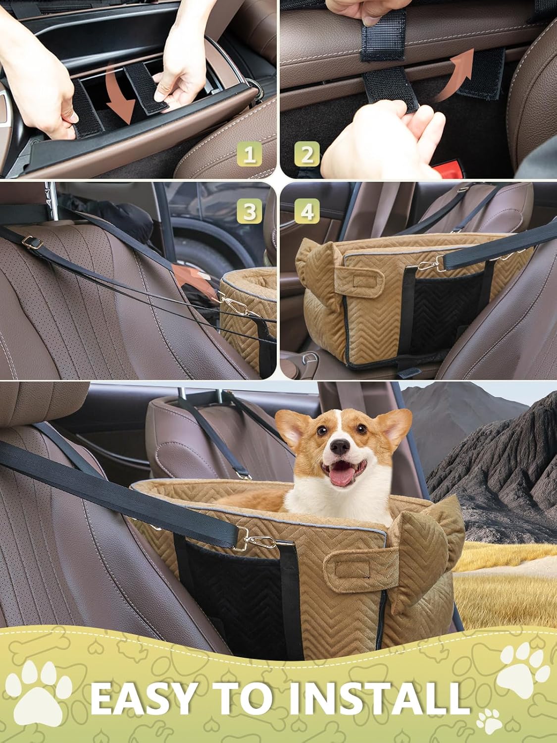 Small Dog Car Seat, Portable Dog Seat with Soft Washable