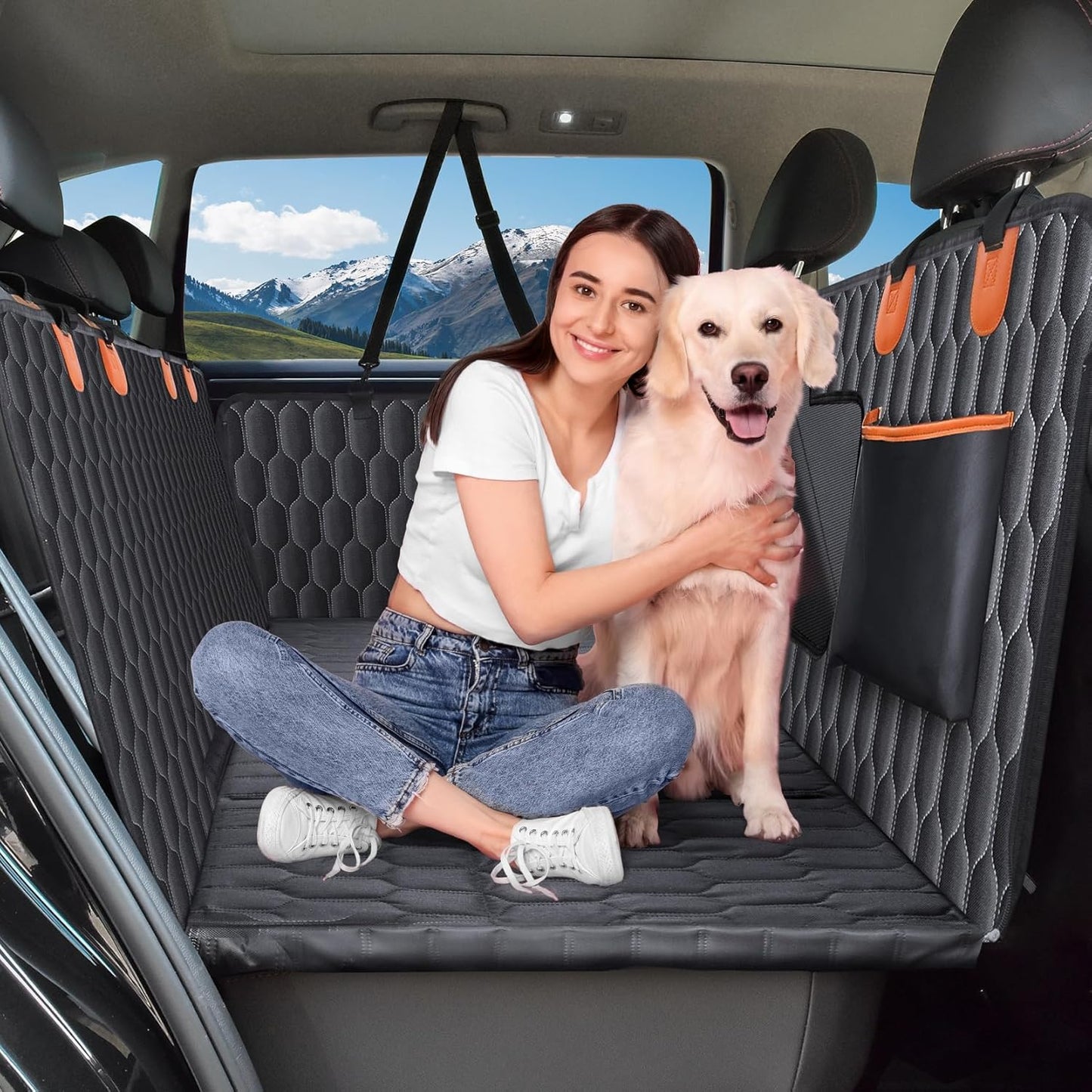 Back Seat Extender for Dogs-Supports 400lb,Waterproof Dog