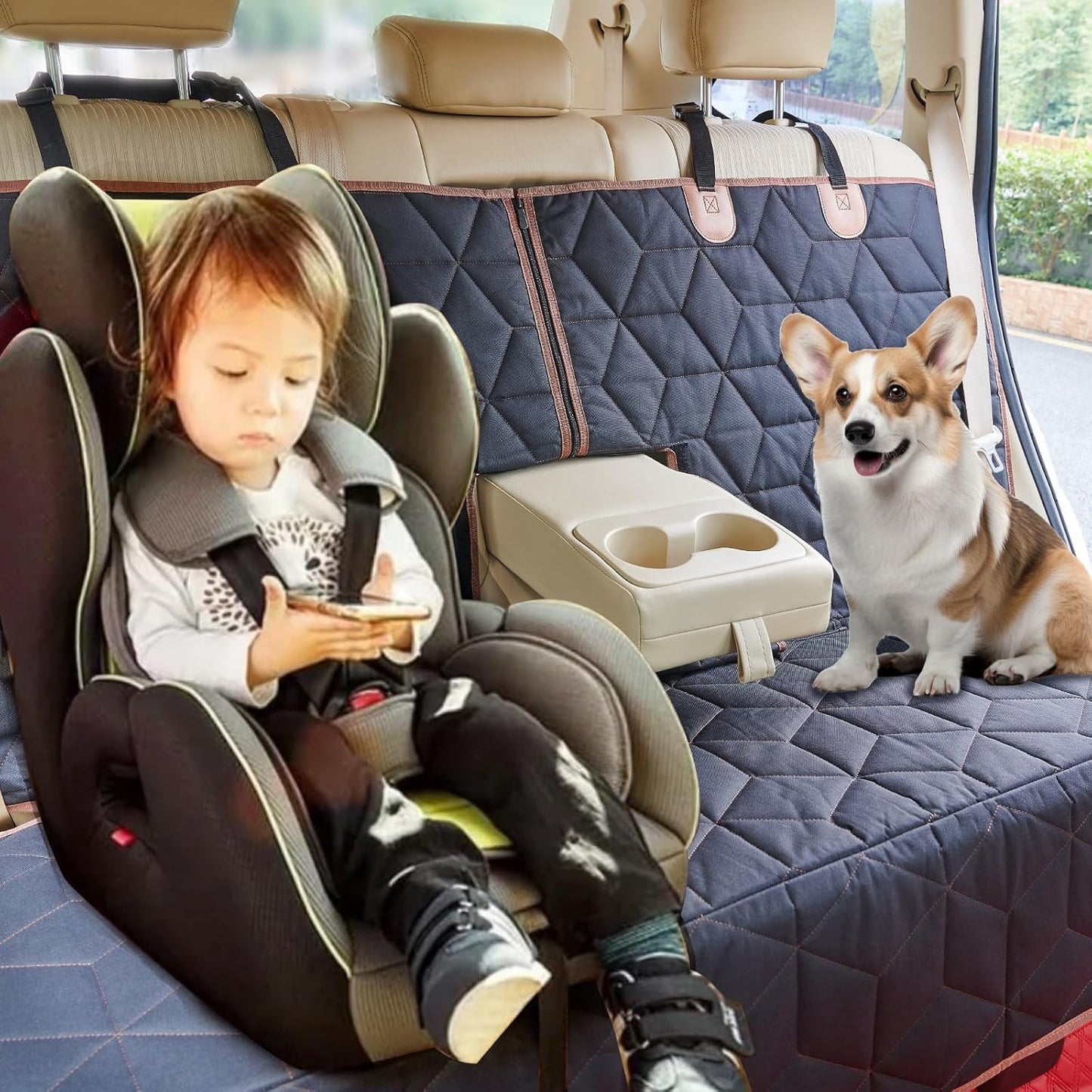Dog Car Seat Cover for Back Seat, Heavy-Duty Non-Slip