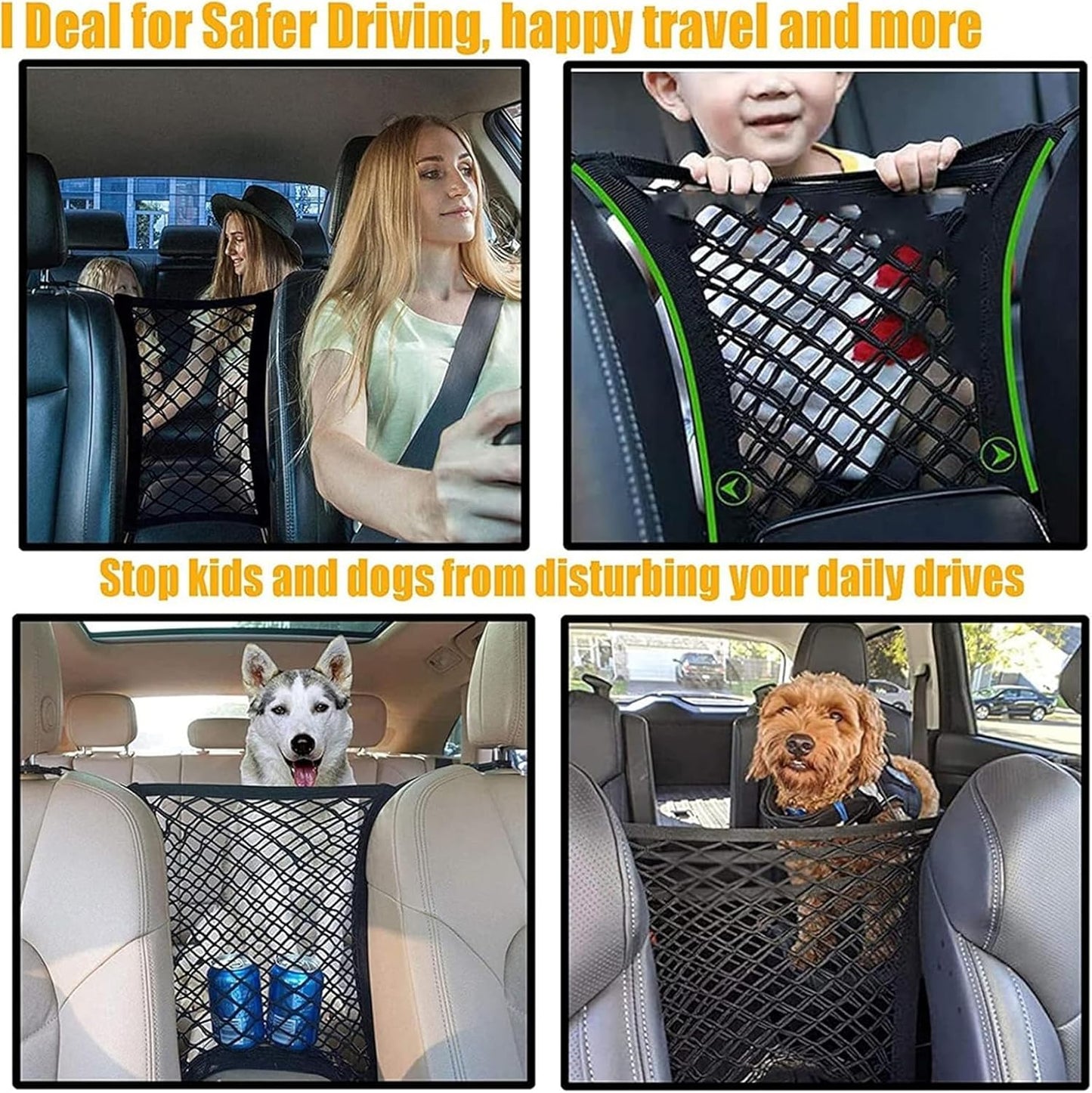 Dog Car Net Barrier Pet Barrier with Car Mesh Organizer for
