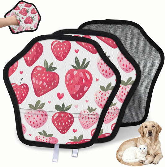 Red Strawberry 2Pcs Electrostatic Reusable Pet Hair Removal