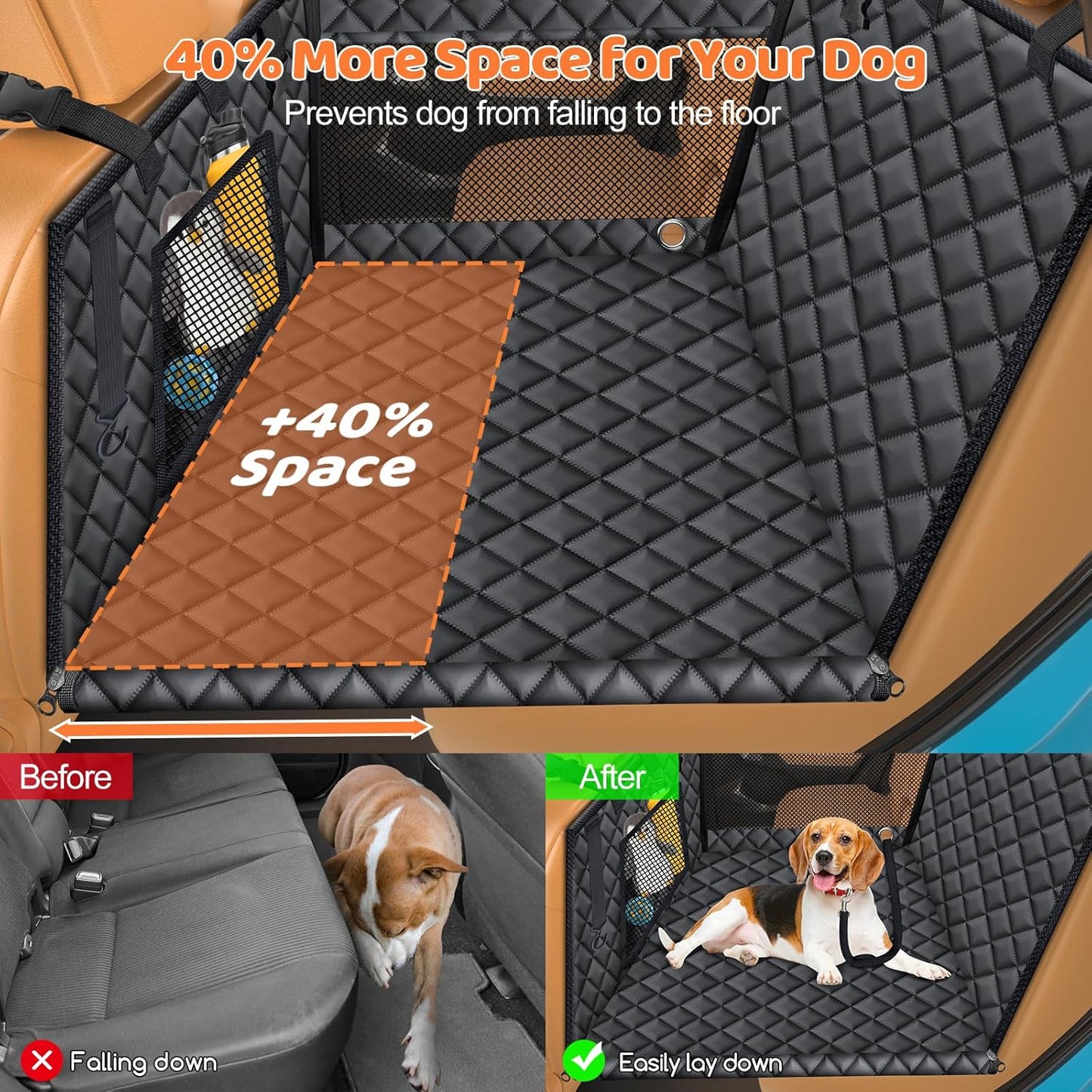 Hard Bottom Dog Car Seat for Large Medium Dogs, Dog Back