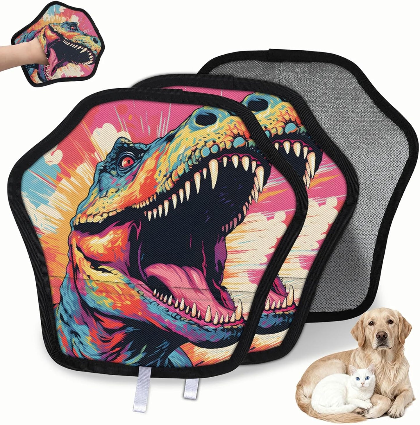 Funny Cool Dinosaur 2Pcs Electrostatic Reusable Pet Hair