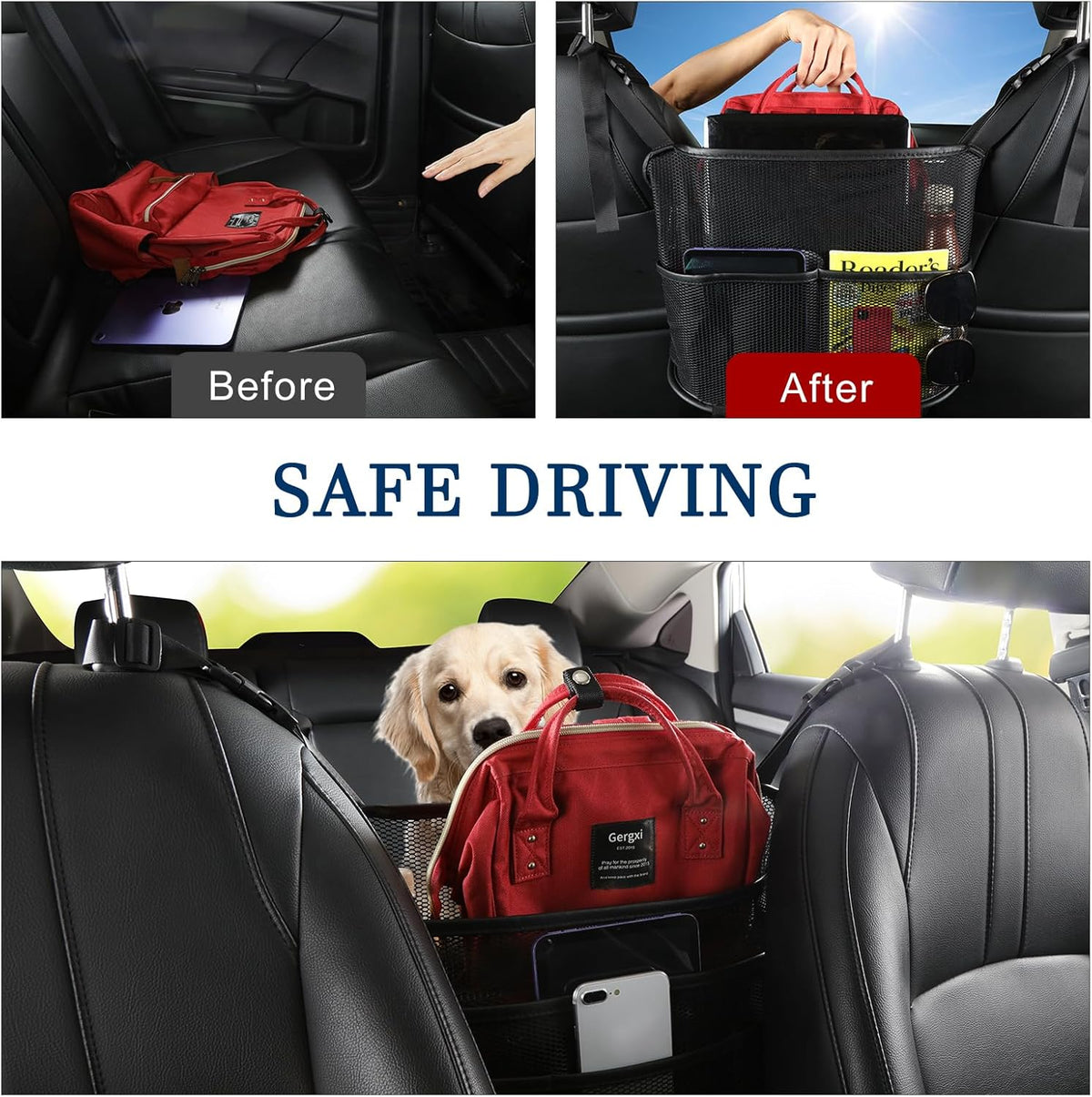 Car Net Pocket, Back Seat Mesh Organizer, Automotive