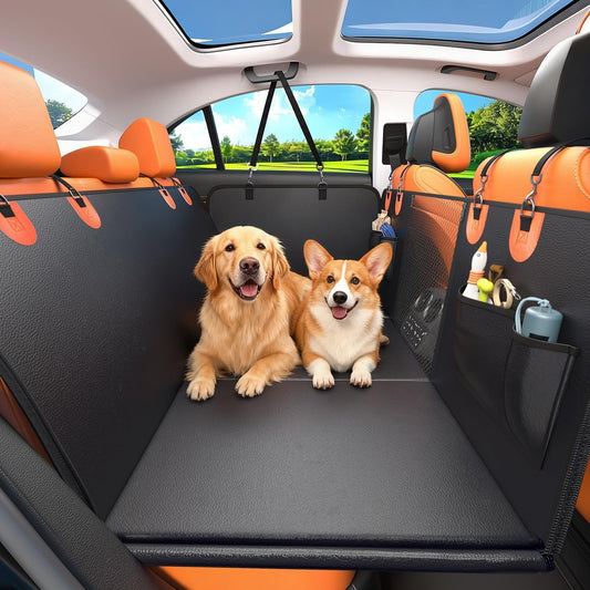 2-In-1 Heavy-Duty Hard Bottom Dog Hammock for Car, PU