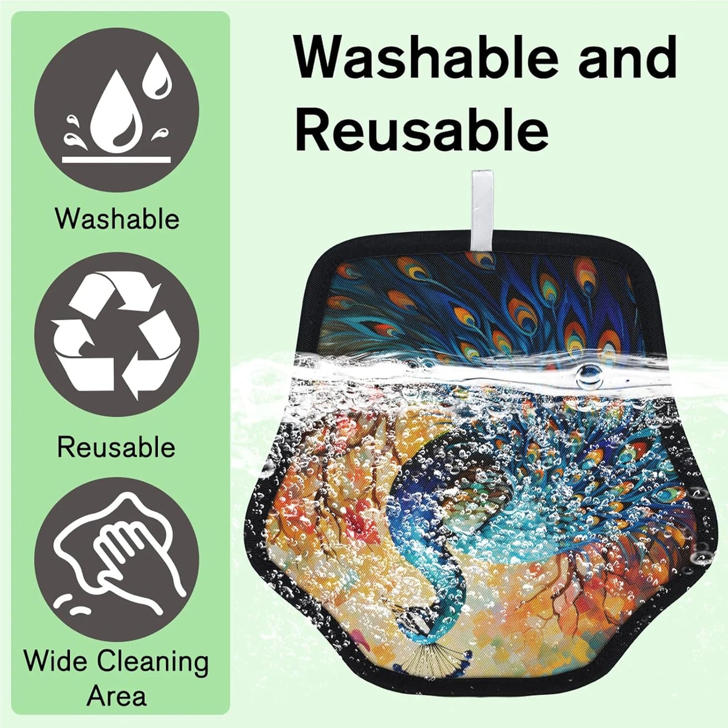Luxury Peacock Print 2Pcs Electrostatic Reusable Pet Hair