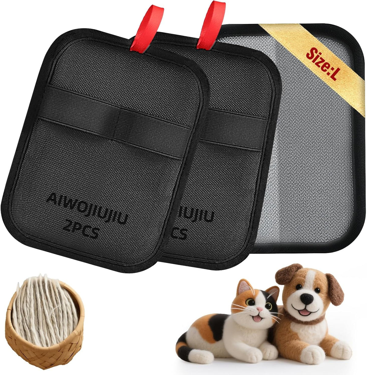 2 Pcs Pet Hair Removal Glove - Upgraded Electrostatic Pet