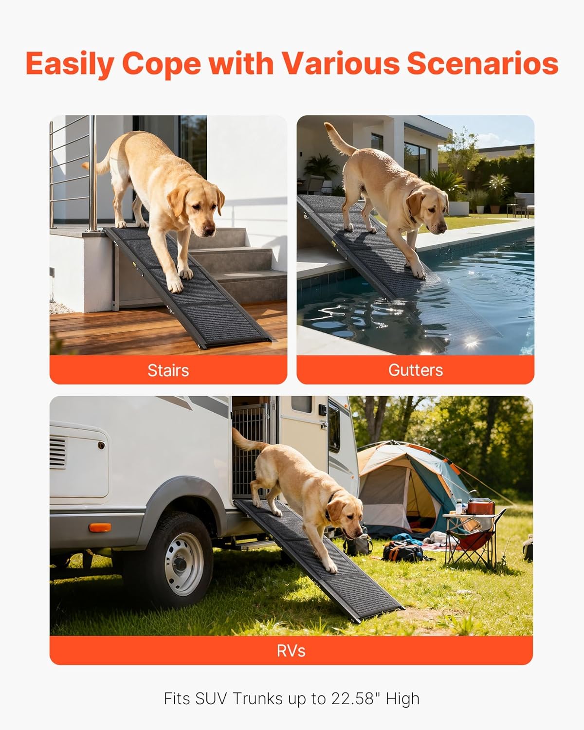 Dog Ramp for Cars, 63" L x 17" W, Folding Pet Ramps for