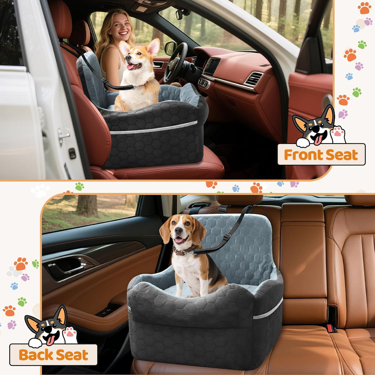 Dog Car Seat for Small/Medium Dogs - Puppy Car Seat Under