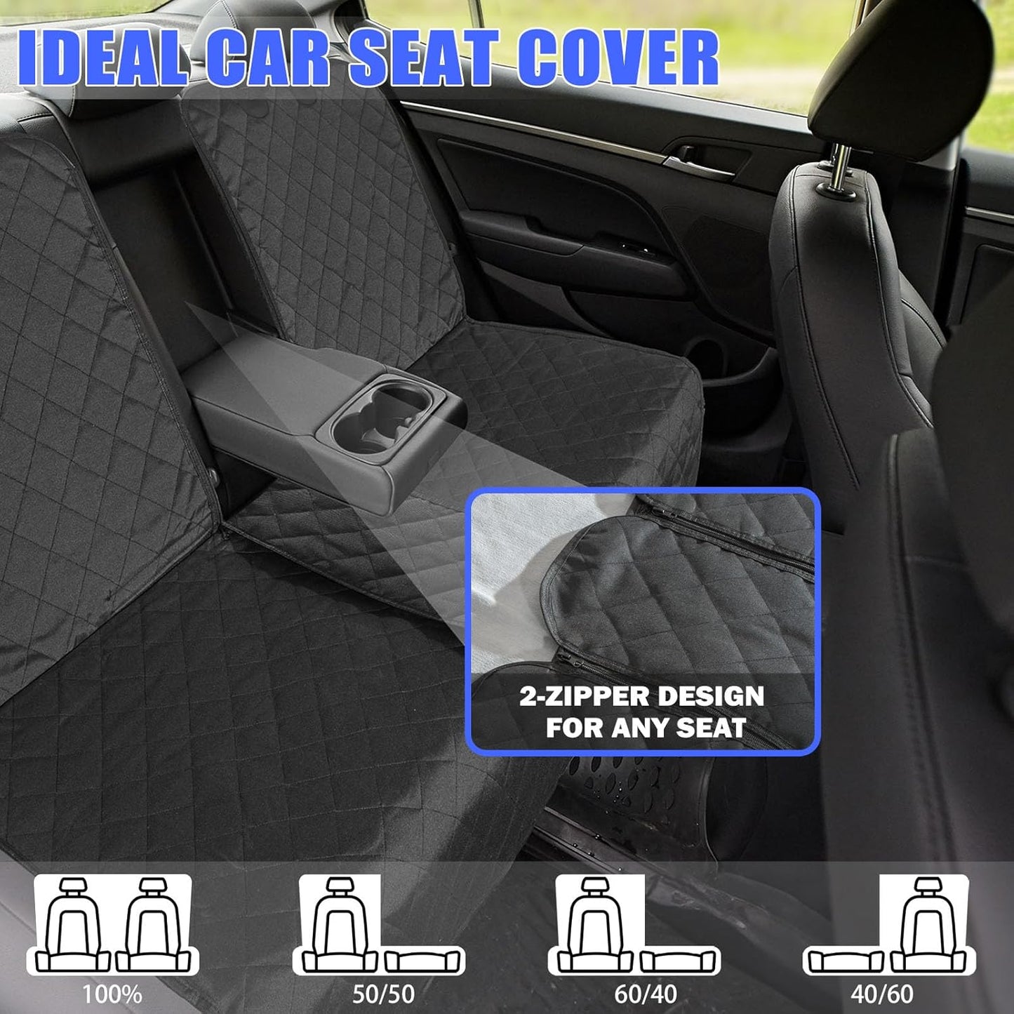 Dog Car Seat Cover for Back Seat, Car Seat Cover 60/40