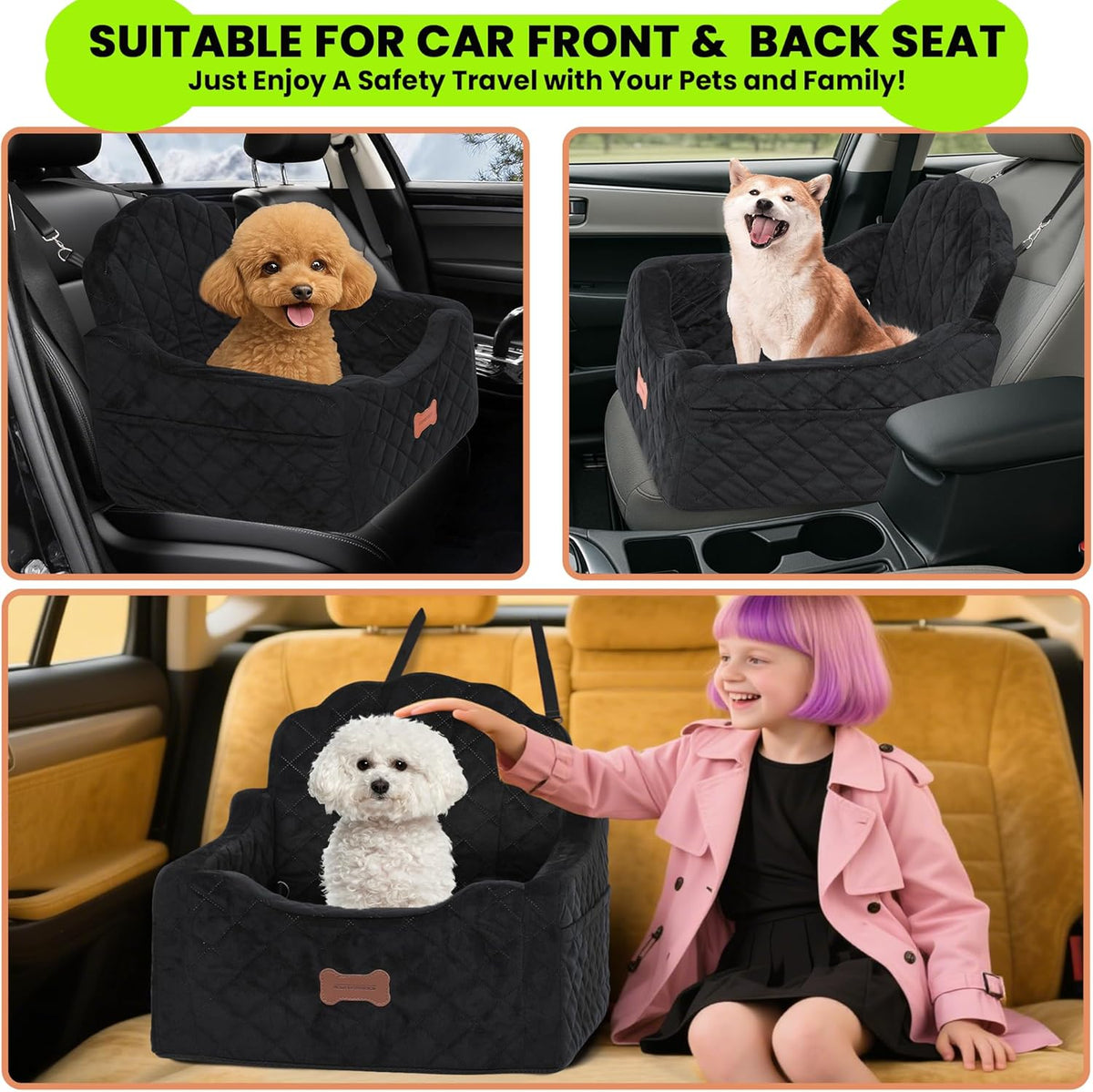 Dog Car Seat for Small Dogs Under 30lbs, Detachable