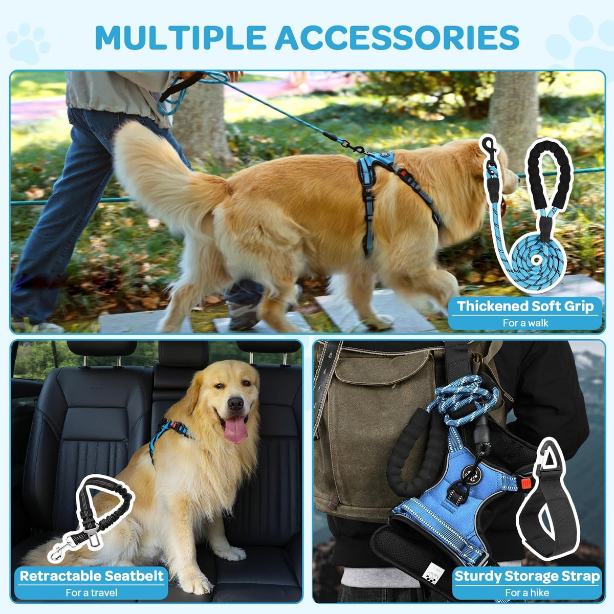 Plaid Dog Harness for Small Dogs, Reflective No Pull