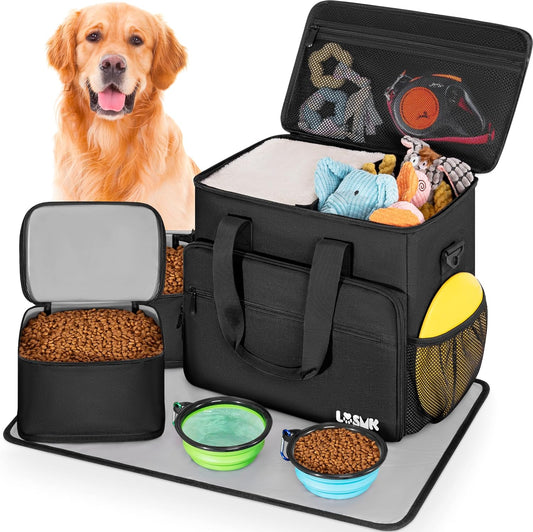 Dog Travel Bag, Large Pet Travel Set with Multi-Function