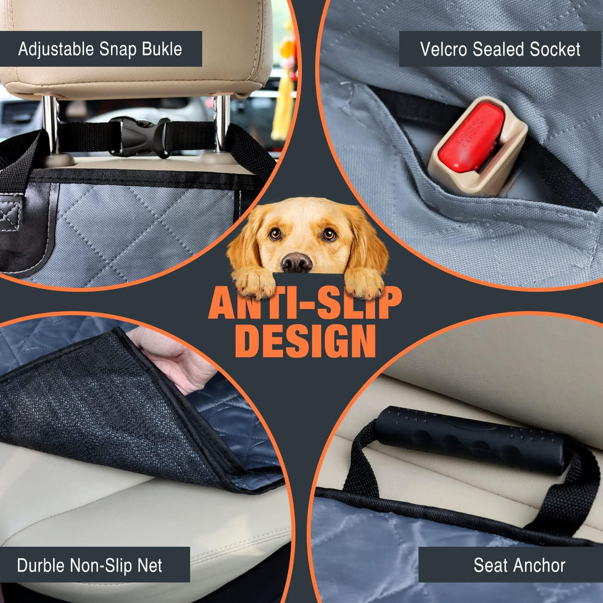 Dog Car Seat Cover for Dogs, Pet Seat Cover with Visual