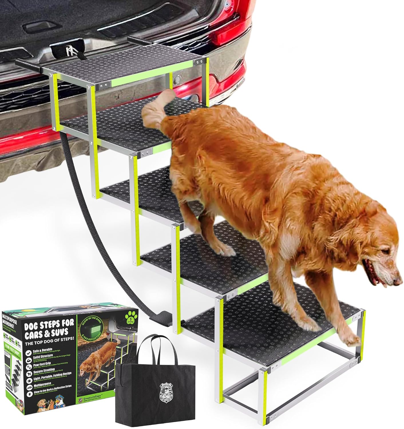 ™ Dog Steps for Car | Glow-in-The-Dark, 175lb Support |