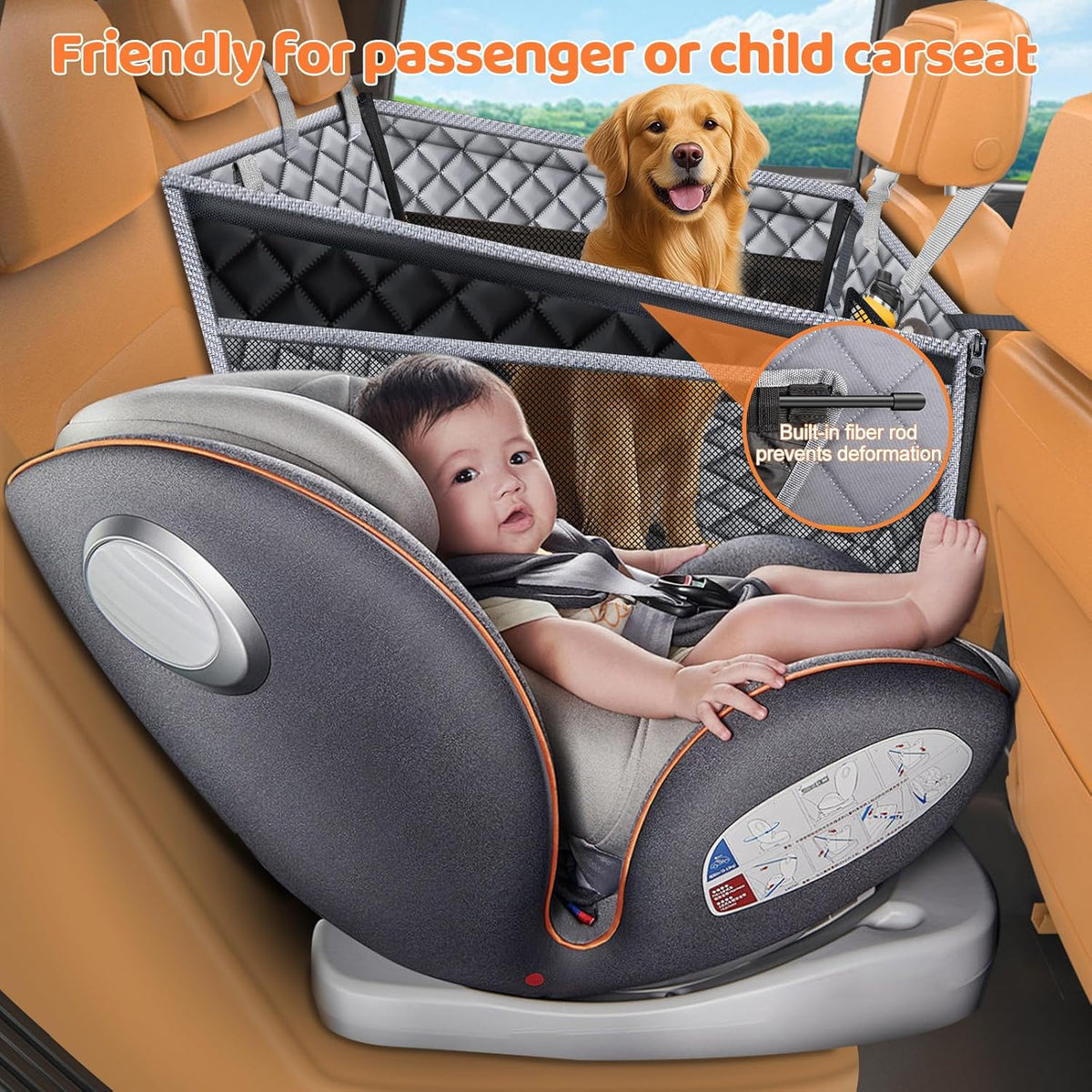 Hard Bottom Dog Car Seat for Large Medium Dogs, Dog Back