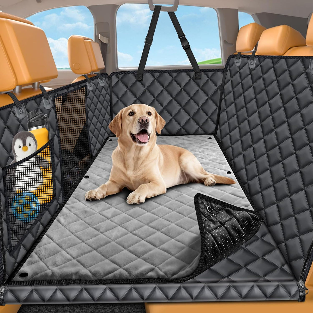 Dogs Back Seat Extender with Non-Slip Blanket, 2 in 1 Hard