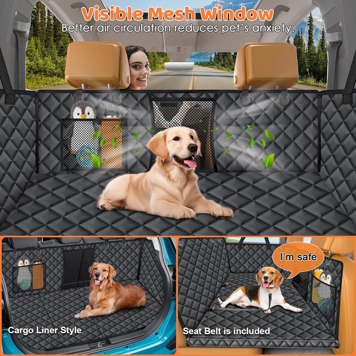 Backseat Extender for Dogs - Hard Bottom Dog Car Seat Cover