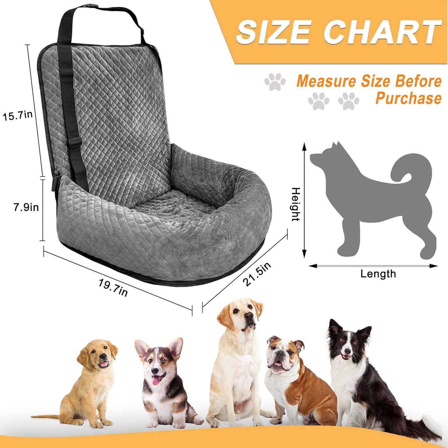 Dog Car Seat for Small/Medium Dogs,Dog Car Bed Washable Pet
