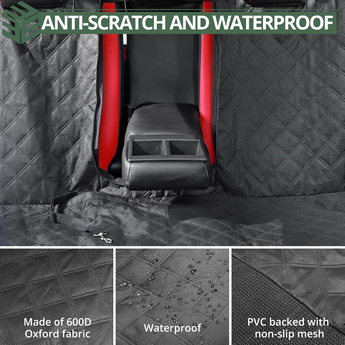 Dog Car Seat Cover for Back Seat - , Anti-Scratch, Nonslip