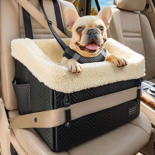 Small Dog Car Seat, Waterproof PU Leather Dog Booster Car
