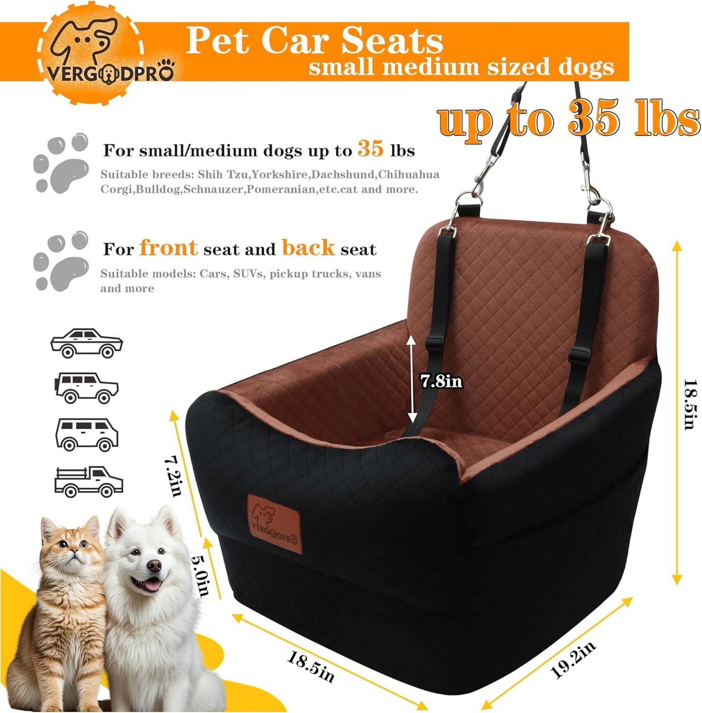 Dog Car Seat for Small Medium Dogs,Portable Pet Booster