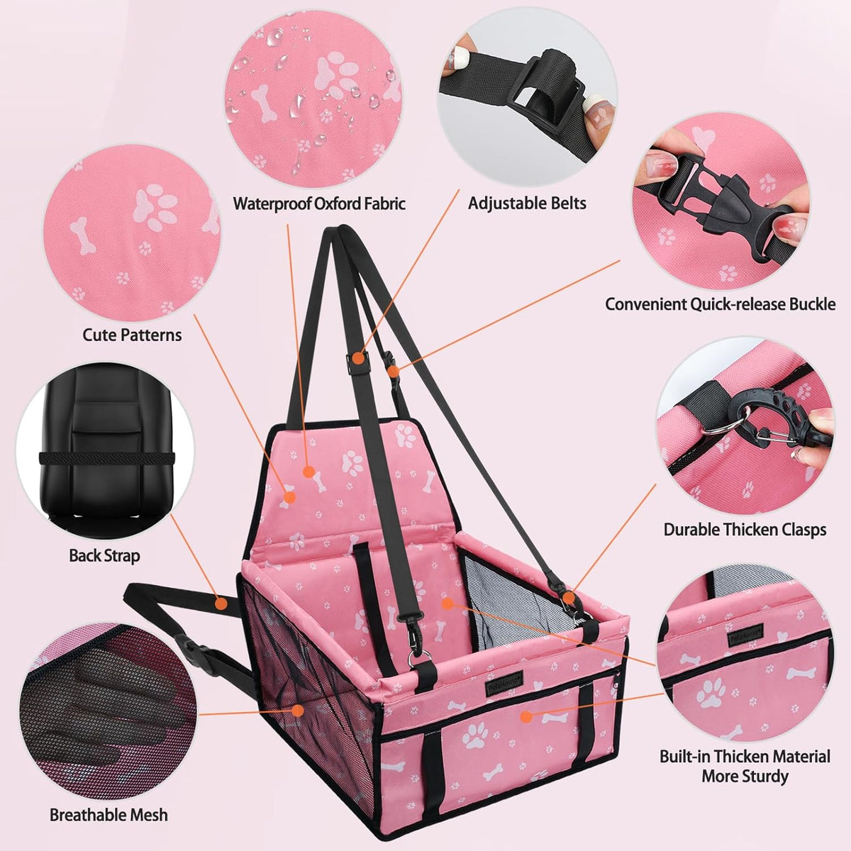 Dog Car Seat Foldable Dog Car Booster Seat Waterproof