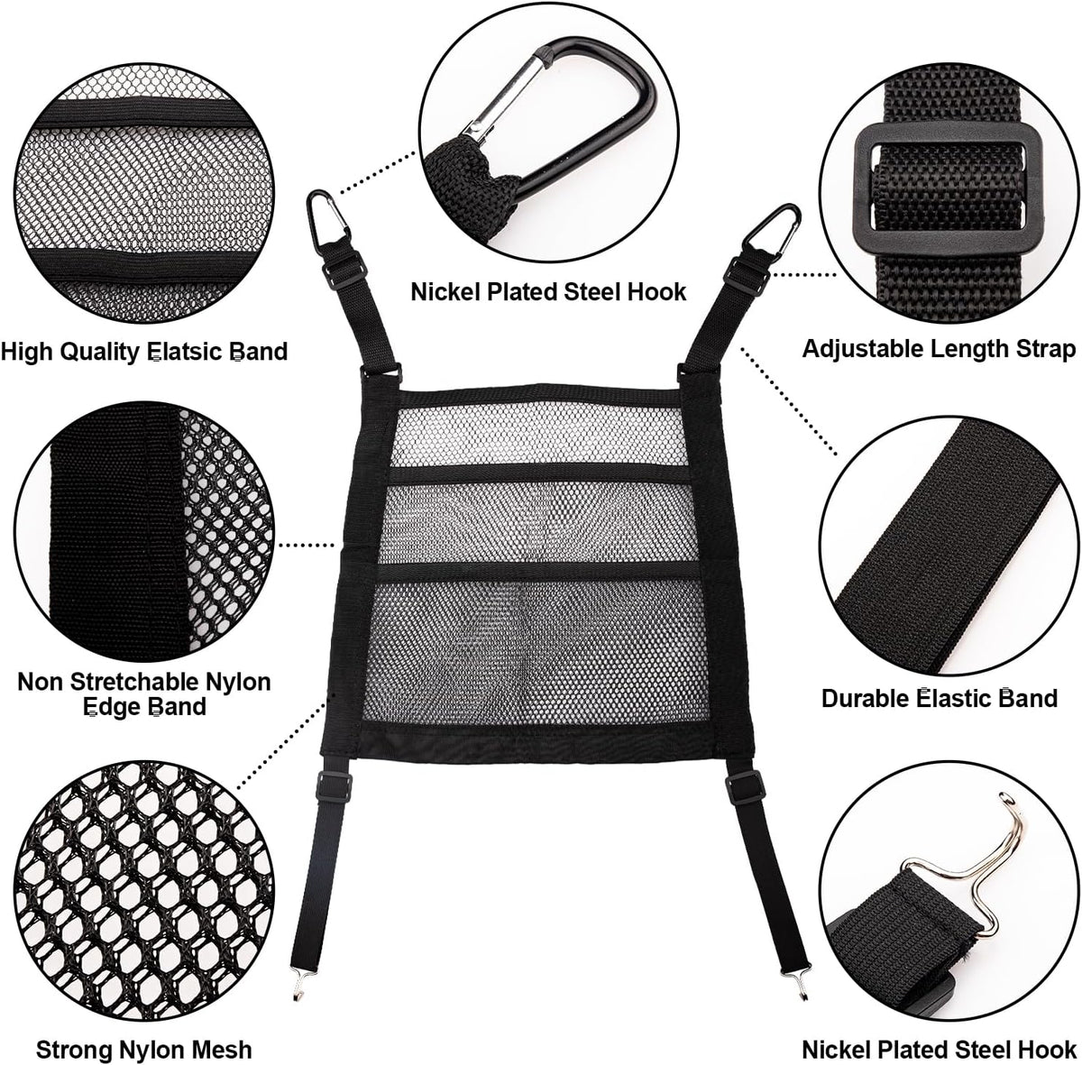 3 Layer Car Mesh Organizer Between Front Seat Backseat Mesh Storage Net Kid Dog Pet Barrier Car Net Pocket Handbag Tissue Purse Holder for SUV, Van