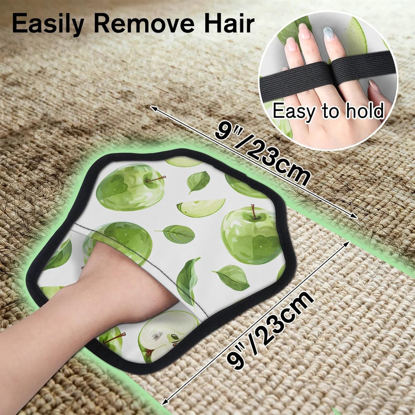 Green Apples 2Pcs Electrostatic Reusable Pet Hair Removal