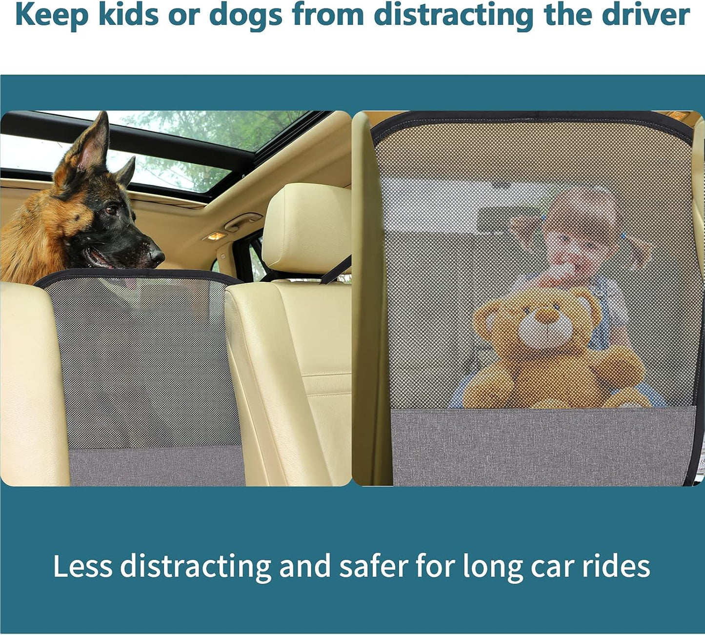 Dog Car Barrier Vehicle Pet Barrier Backseat Mesh Dog Car