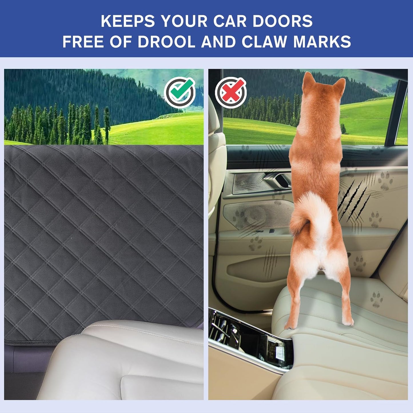 Dog Car Door Protector 2-Pack, Protects Doors from Dog