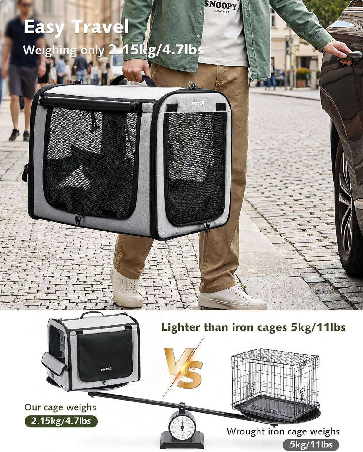 Dog Car Carrier Light Weight 19.7×16.9×14.8in, Dog Carrier