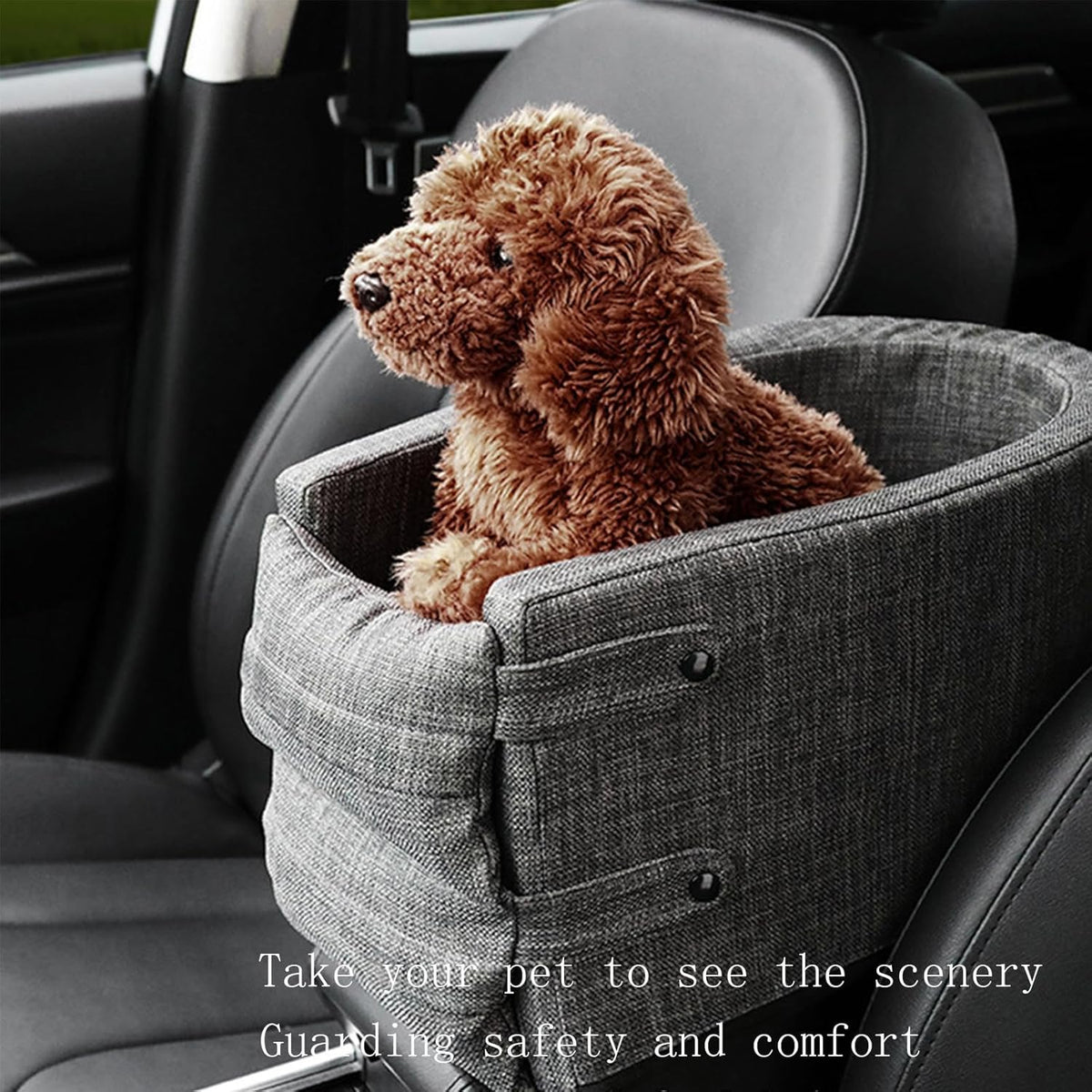 Dog Car Seat Bed for Center Console - Breathable Mesh Plush