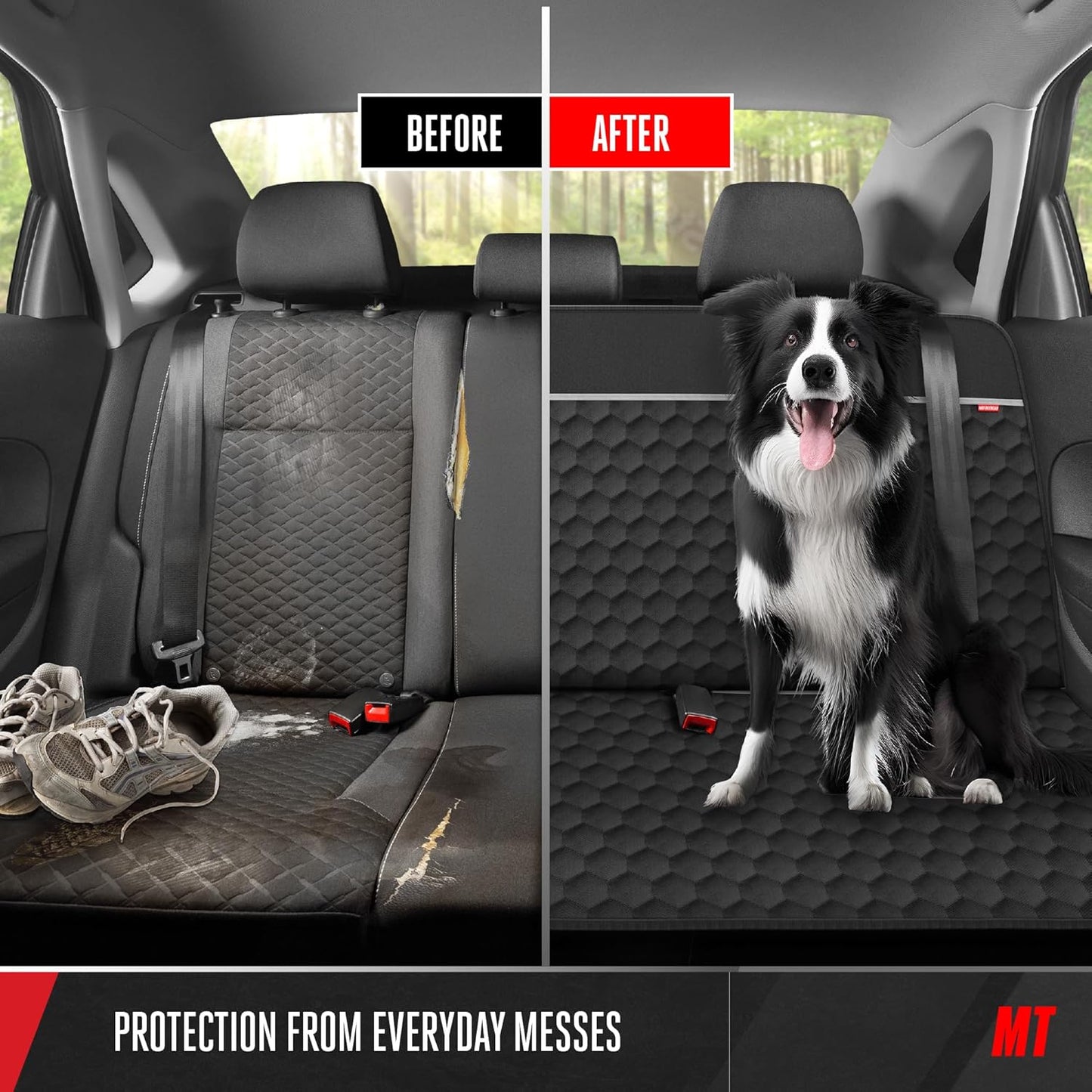 Dog Car Seat Cover for Back Seat - Waterproof Non-Slip