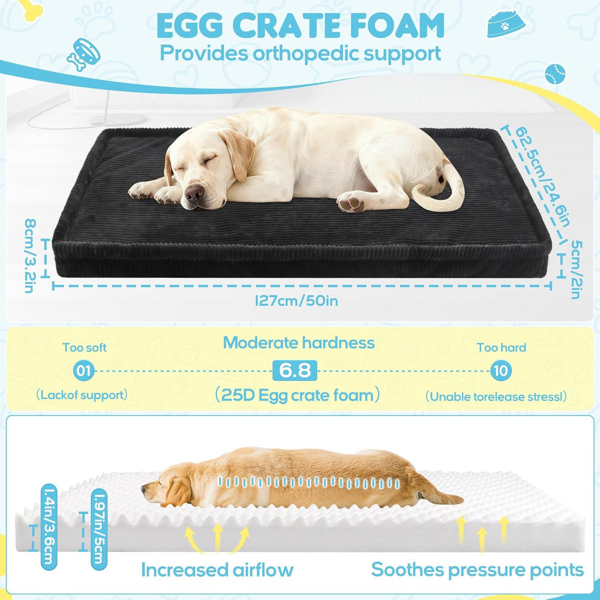 Dog Car Bed, Non-Slip Backseat Extender Pet Mat, Removable