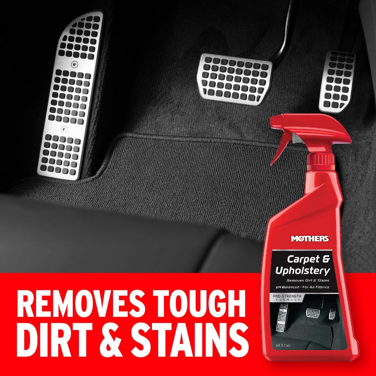 Mothers Carpet & Upholstery Cleaner, 24 oz. — Pro-Strength, pH-Balanced Formula Removes Ground-in Dirt, Soil & Stains from Cloth, Carpet, Velour & Vinyl, Restores a Clean Fresh Look (05424)