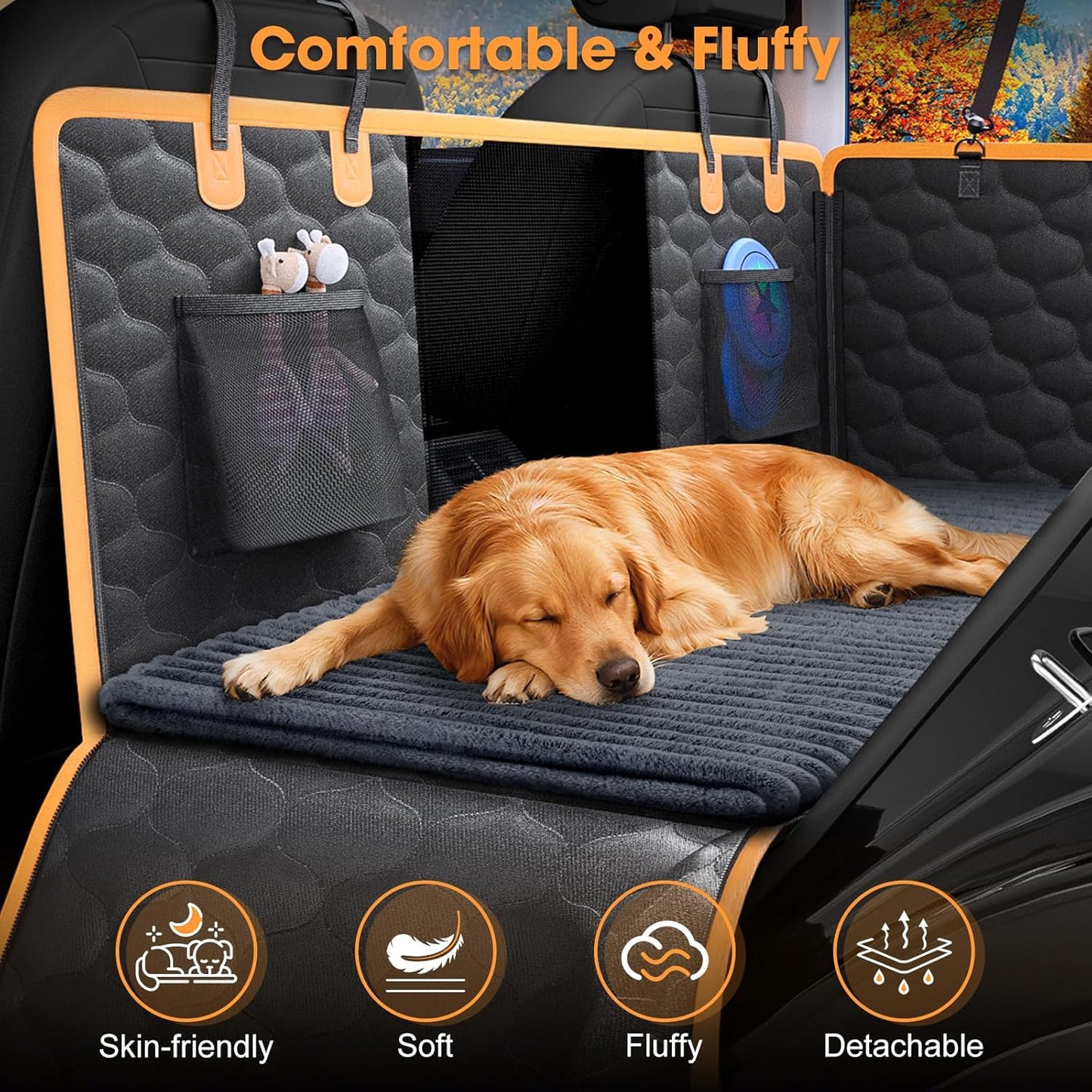 Backseat Pet Bed Mat, Non-Slip Dog Bed for Car Back Seat