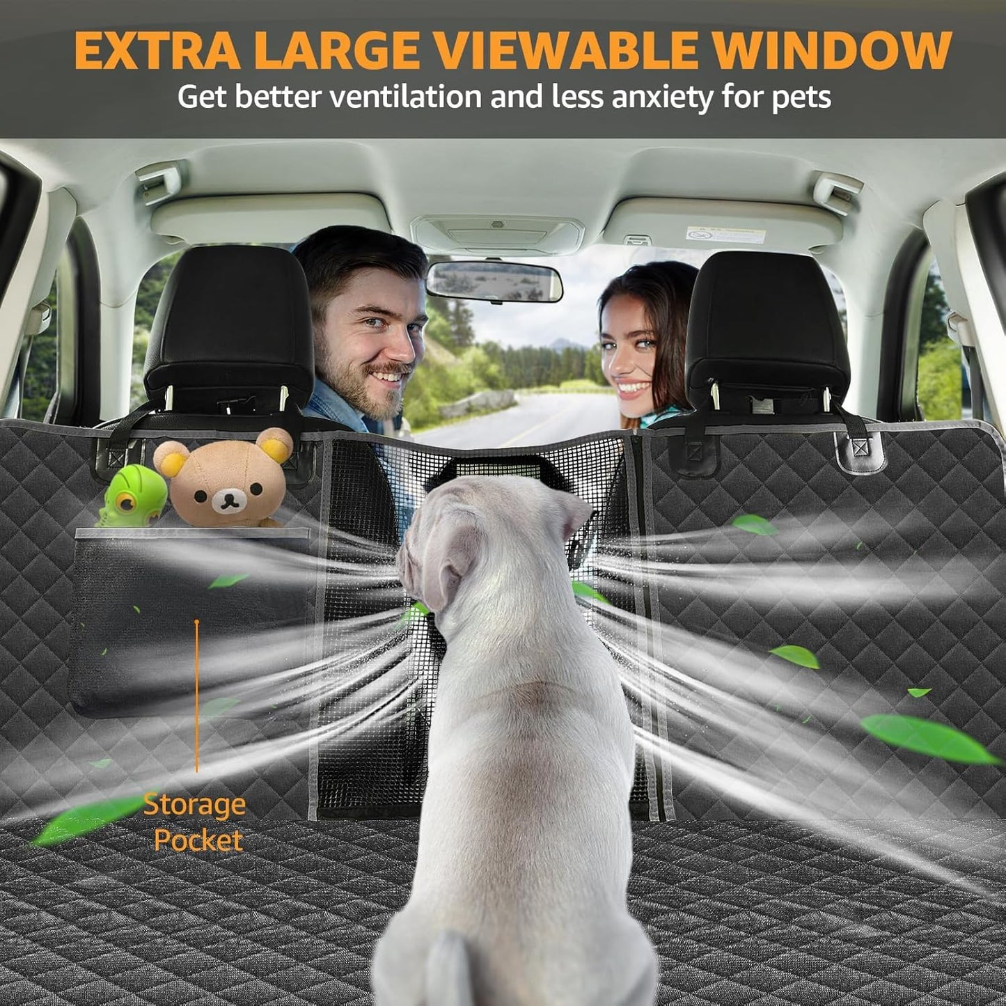 Dog Back Seat Covers for Trucks, with Big Mesh Window, XL