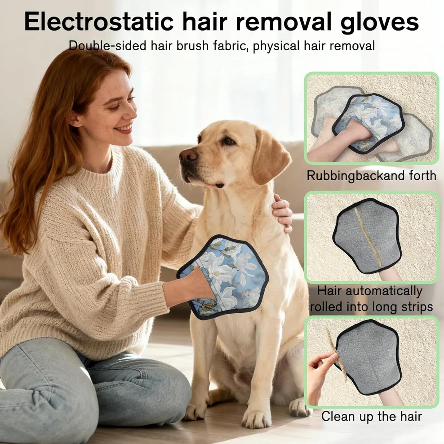 Pet Hair Removal Glove for Dogs Cats Reusable Washable Set